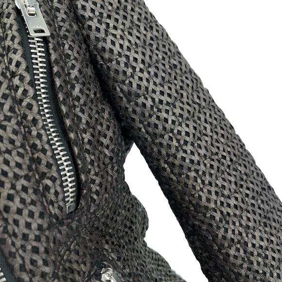 IRO Camy Moto Jacket Perforated Metallic Brown & Black Size EU 38 - Picture 8 of 16